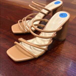 Nine West Tan Block Heel Sandals